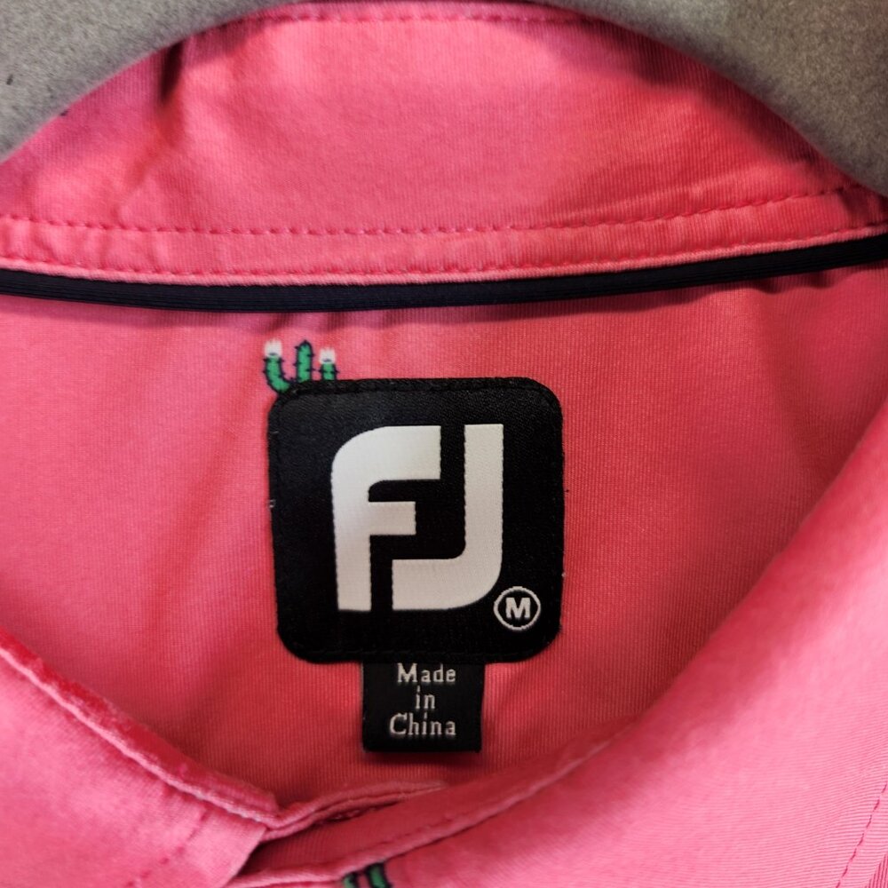 Footjoy Shirt Mens M Pink Catus Print Golf Polo Performance Novelty Southwest - Picture 7 of 12